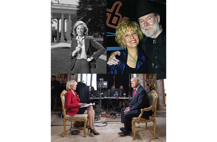 Three images of Lesley Stahl depicting her throughout her career.
