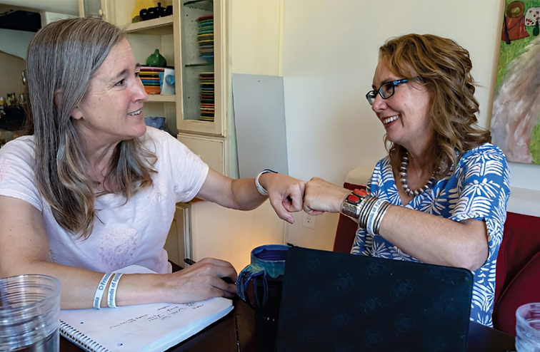 Gabby Giffords working with a speech pathologist.