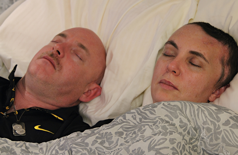 Gifford in recovery weeks after her shooting. 