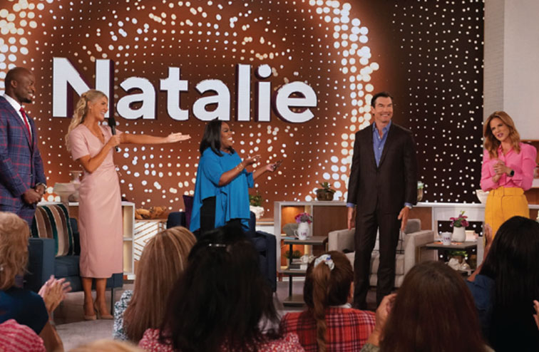Morales and he co-hosts in front of a live audience on the set of The Talk in 2021. 