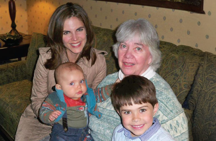 Morales with her two young sons and mother-in-law, Kay Rhodes in 2008.