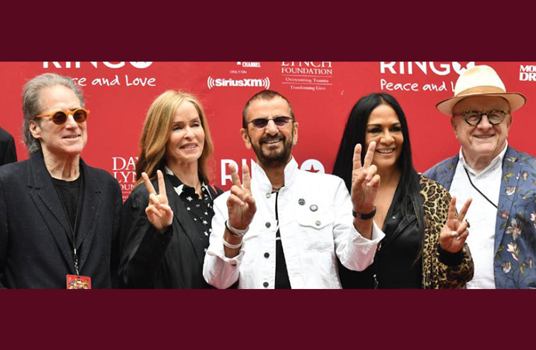 Lewis gathered with Barbara Bach, Ringo Starr, Sheila E., and Peter Asher for Starr's 11th Annual Peace and Love celebration.