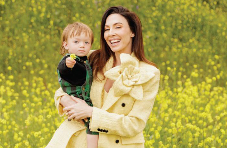 Cummings with her son at home in Los Angeles.