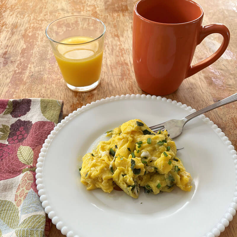Olive Oil Scrambled Eggs with Herbs