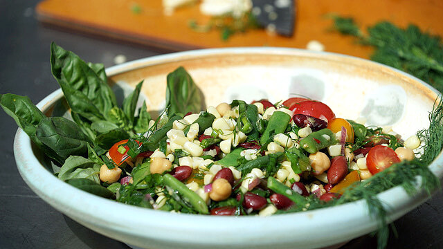 Summer bean and corn salad